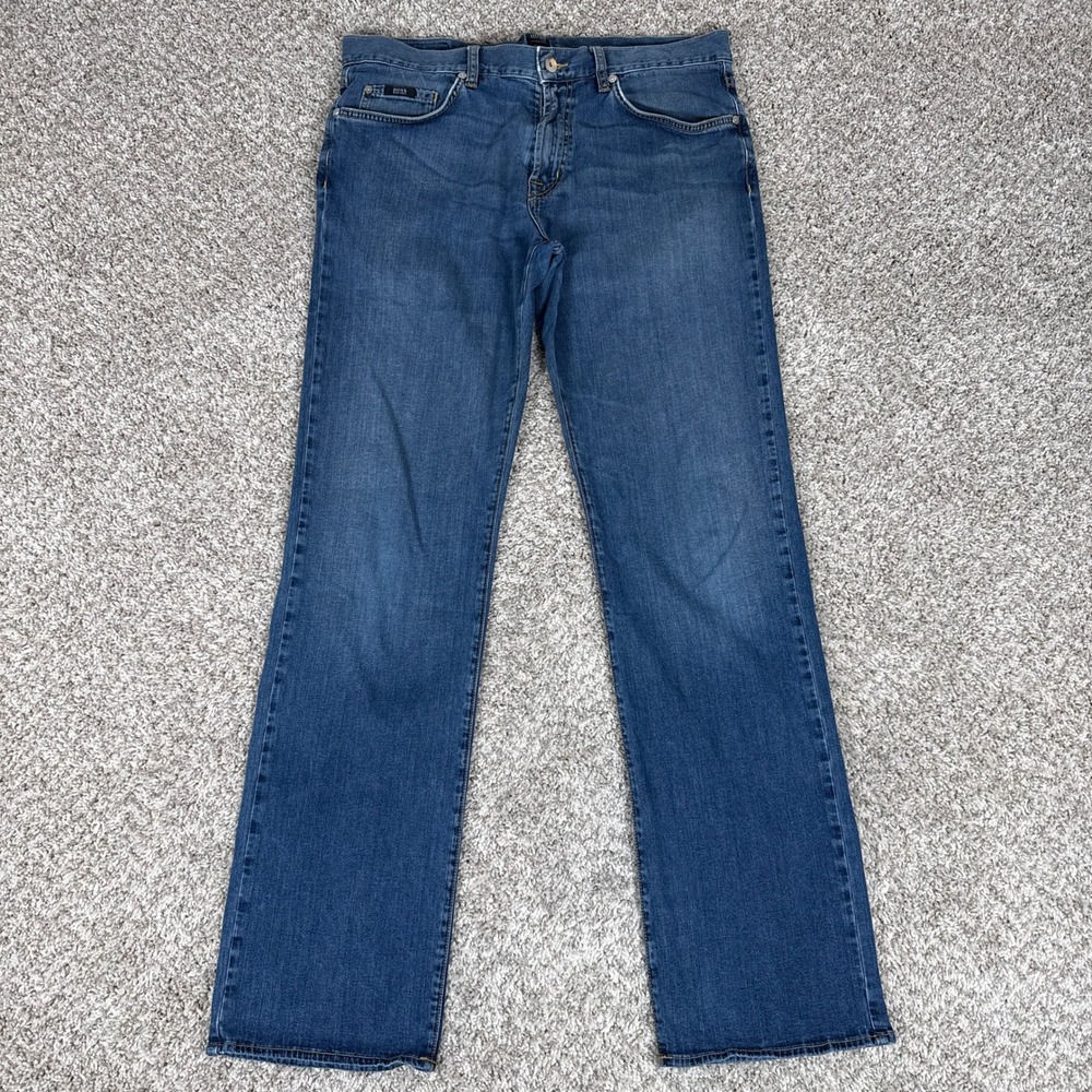 Hugo Boss Jeans Mens 34 Blue Straight Leg Stretch Denim Medium Wash